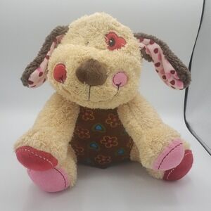 Dan Dee Valentine's Day plush‎ puppy dog tan red pink polka dots hearts flowers
